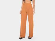 Calça Pantalona Vista Magalu Canelada Marilyn Cintura Alta