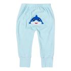 Calça para bebê plush bordado no bumbum tubarão