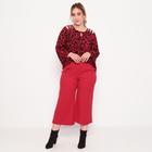 Calça Plus Pantacourt Com Botões - Vermelho - Tam. 48