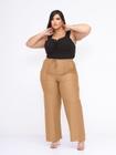 Calça Plus Size Pantalona Feminina Com Bolso Cintura Alta