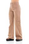 Calça Sarja Feminina Arauto Wide Leg Cargo