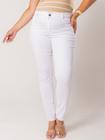 Calça skinny branca jeans plus size cintura alta com lycra