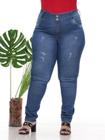 Calça Skinny feminina jeans com rasgos Plus Size Premium Cintura alta com lycra