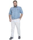 Calça Social Masculina Plus Size Branca em Sarja com Bolso Faca - Bivik Jeans
