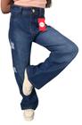 Calça wide leg infantil feminina juvenil larguinha jeans cintura alta