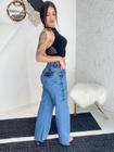 Calça wide leg pantalona perna larga com elástico na cintura