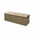 Calçadeira Bau  140 cm Casal Suede Bege