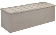 Calçadeira Baú Cancun Para Cama Box Casal 140 cm Suede Bege - LM DECOR