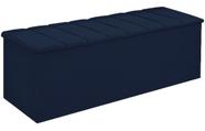 Calçadeira Baú Cancun Para Cama Box Queen 160 cm Suede Azul Marinho - LM DECOR