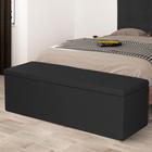 Calçadeira Baú Casal 1,40m Berlim Suede Preto Dal Poz Estofados