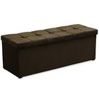 Calçadeira Baú Casal Poliana 140 CM Suede Marrom - D A Decor