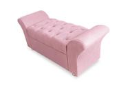 Calçadeira Baú Com Capitonê Veneza Cama Casal 140 cm Suede Rosa Bebe LM DECOR