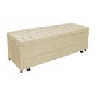 Calçadeira Baú com Sapateira Casal 140cm Paris Capitonê Suede Bege - Sheep Estofados