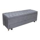 Calçadeira Baú com Sapateira Queen 160cm Paris Capitonê Suede Cinza - Sheep Estofados