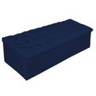 Calçadeira Baú Estofada Mel 160 cm Queen Size Com Capitonê Suede Azul Marinho - Doce Sonho Móveis