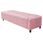 Calçadeira Baú King Everest P02 195 cm para cama Box Suede Rosa Bebê - Amarena Móveis