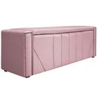 Calçadeira Baú King Minsk P02 195 cm para cama Box Sintético Rosa bebê - Amarena Móveis