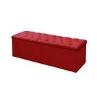 Calçadeira Baú P/ Box Solteiro 90cm Mirage c/ Capitonê Suede Vermelho - LM DECOR