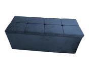 Calçadeira Baú Poliana King 195 Cm Suede Azul Escuro - MV Estofados Shop