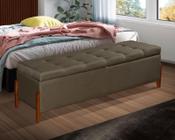 Calçadeira Baú Recamier Sapateira Viena 195cm P/ Cama King em Linho - ARTE & CASA