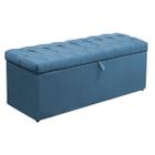 Calçadeira Baú Solteiro Itália 90 CM Suede Azul Turquesa- D A Decor