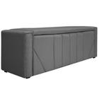 Calçadeira Baú Solteiro Minsk P02 90 cm para cama Box Suede Cinza - Amarena Móveis