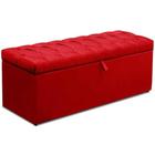 Calçadeira Box Casal Dubai 1,40m Suede Vermelho