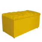 Calçadeira Estofada Liverpool 90 cm Solteiro Suede Amarelo - Doce Sonho Móveis