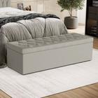 Calçadeira Estofada Sagitarius 160 para Cama Queen Couro Artificial Bege Aradecor