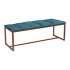 Calçadeira Industrial Carla 100cm Solteiro Quarto Box Cama Ferro Bronze Suede Azul Turquesa - Ahz Móveis