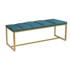 Calçadeira Industrial Carla 100cm Solteiro Quarto Box Cama Ferro Dourado Suede Azul Turquesa - Ahz Móveis