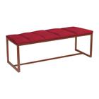 Calçadeira Industrial Carla 140cm Casal Quarto Box Cama Ferro Bronze Suede Vermelho - Ahz Móveis