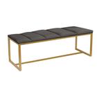 Calçadeira Industrial Carla 160cm Queen Size Quarto Box Cama Ferro Dourado Sintético Cinza Escuro - Ahz Móveis