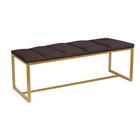 Calçadeira Industrial Carla 160cm Queen Size Quarto Box Cama Ferro Dourado Sintético Marrom - Ahz Móveis