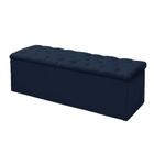 Calçadeira Recamier Baú Casal King 190cm Sofia Suede Azul Marinho - DS Móveis