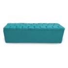 Calçadeira Recamier Baú Casal King 195cm Sofia Suede Azul Turquesa - DS Estofados - Estopar