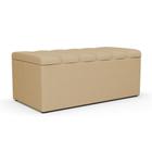 Calçadeira Recamier Baú Para Cama Box Solteiro Dália 100x50 Cm W01 Linho Bege Escuro - Lyam Decor