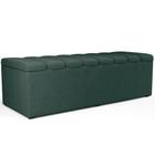 Calçadeira Recamier Baú Para Cama De Casal Queen Dália 160x50 Cm W01 Linho Verde Musgo - Lyam Decor