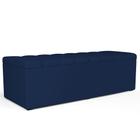 Calçadeira Recamier Baú Para Cama De Casal Queen Dália 160x50 Cm W01 Suede Azul Marinho - Lyam Decor