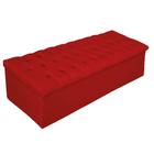 Calçadeira Recamier Estofada Baú Mel Capitonê 160 cm Suede Vermelho Quarto - AM Decor