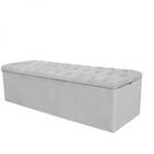 Calçadeira Recamier Estofada Inglaterra 195cm King Size Capitonê Tecido Sintético Branco - Ahz Móveis