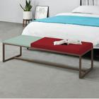 Calçadeira Recamier Londres 160cm Industrial Marrom Suede Vermelho Tampo Quadrado MDF Verde - Ahz Móveis