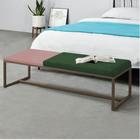 Calçadeira Recamier Londres 195cm Industrial Marrom Suede Verde Tampo Quadrado MDF Rose - Ahazzo Móveis