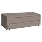 Calçadeira Recamier Sapateira Baú 140cm Casal Ayla Tampo Reto Suede - Estopar