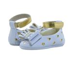 Calçados Sapatinho de Bebê - Sapatilha Feminina com Laço, Pérola e Strass - Bicho de Pé - Sintético - Branco e Ouro