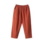 Calças Soltas de Algodão e Linho para Mulheres - Cintura Elástica - Estilo Casual de Verão