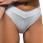 Calcinha Calça Cavada Secret Cotton DeMillus 56058 Tamanho PE Cós Duplo Sem Elástico Cor Branca