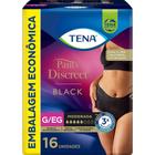 Calcinha Descartável Tena Pants Discreet Preta G/EG 16 Unidades