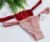 Conjunto de lingerie de renda e calcinha fio com regulagem rosa romance -  MULTI MARCAS - Conjunto de Lingerie - Magazine Luiza