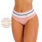 Calcinha Plus Size Cintura Alta Tanga Cós Tricolor Forro 100% Algodão Lingerie Feminina Confortável